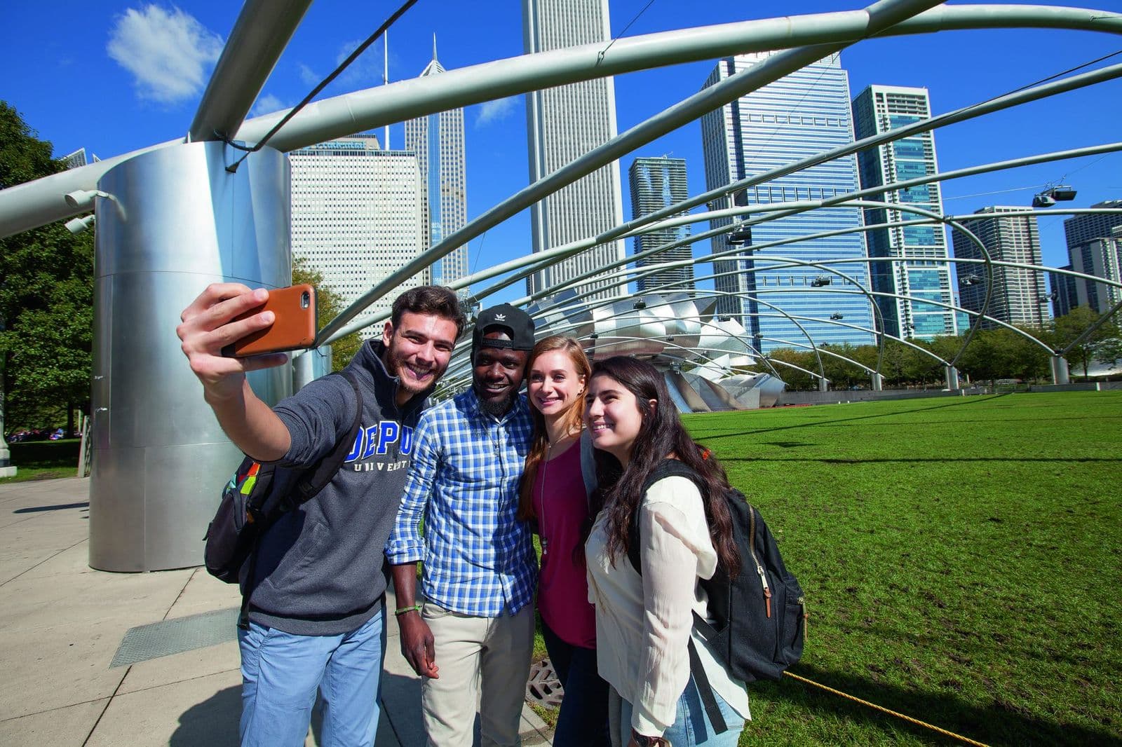 International students on campus in Chicago